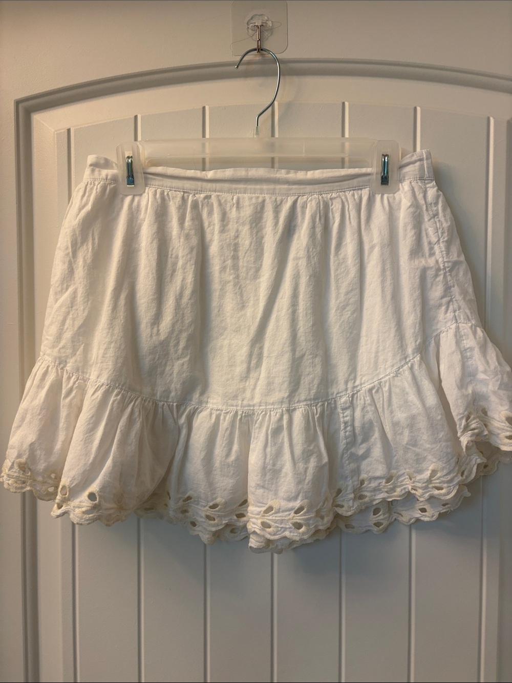 American Eagle Outfitters White Eyelet Tiered Midi Skirt